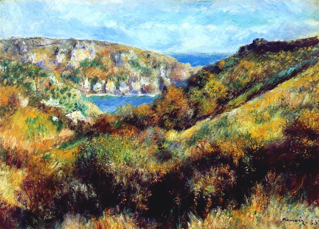 Hills Around Moulin Huet Bay - Pierre-Auguste Renoir painting on canvas